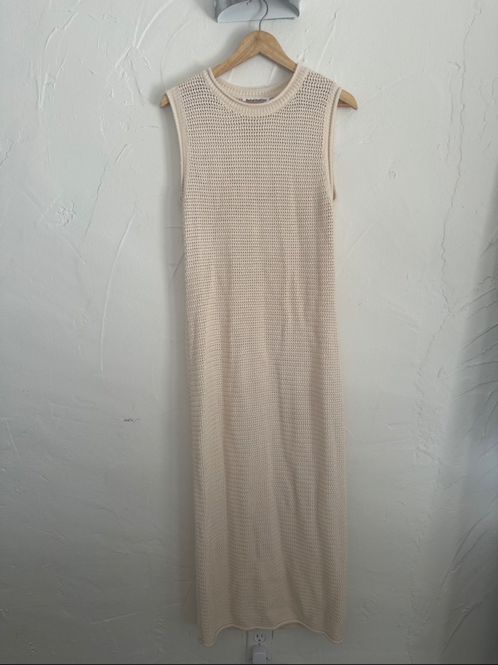 Reformation Sleeveless Knit Maxi Dress in Cream